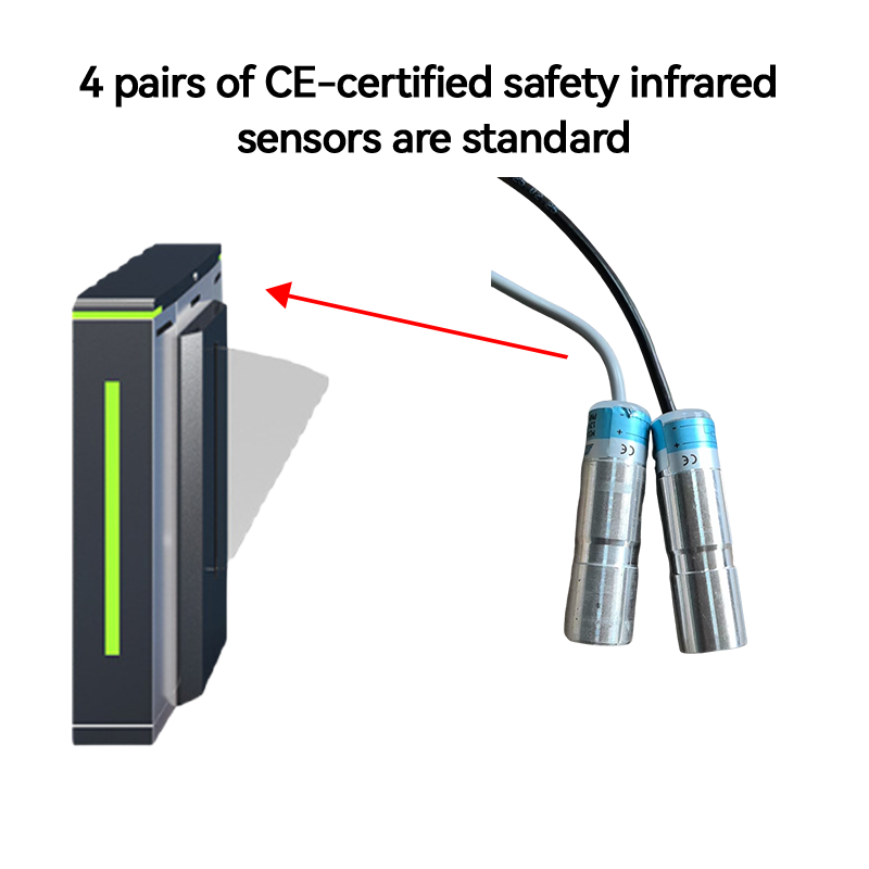 Safety infrared sensors for pedestrian turnstile gate security and safety protection