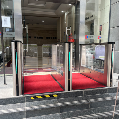ESD antistatic barrier gate system testing for sterile cleanroom and factory entrance protection in Europe