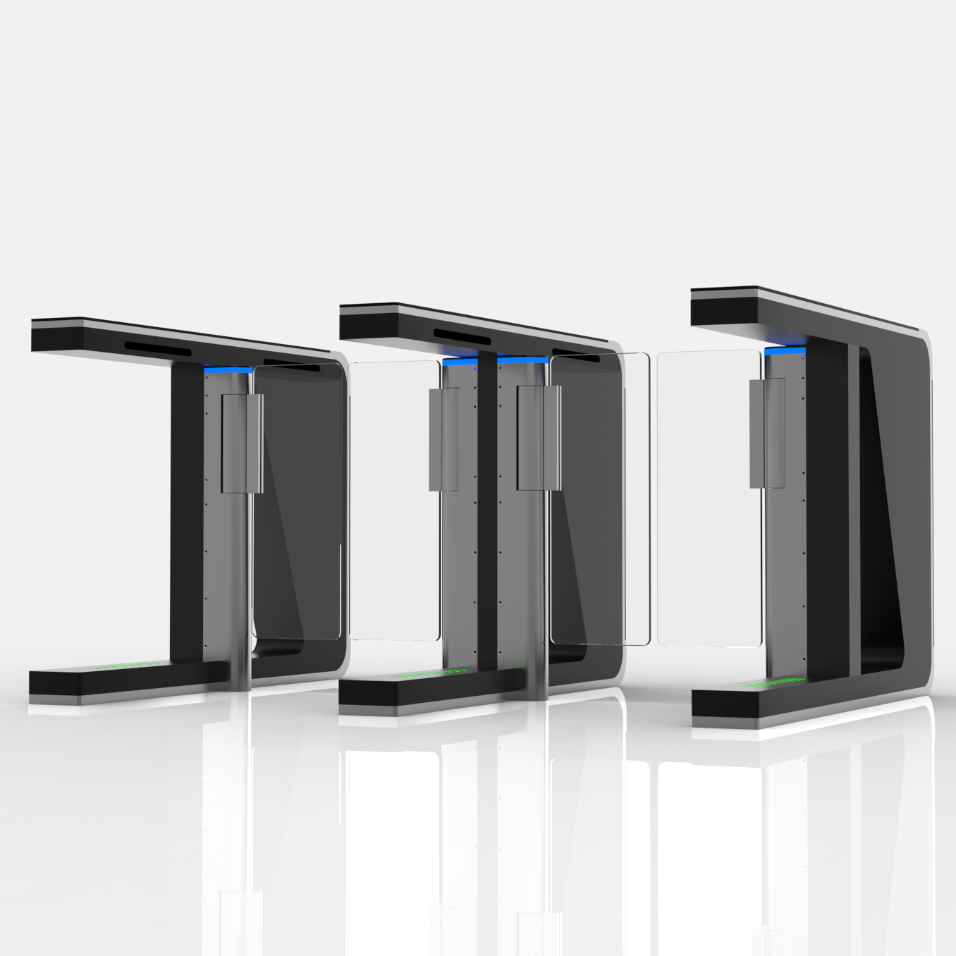 Automated pedestrian gate system installed in Marina Bay financial corporate towers Europa
