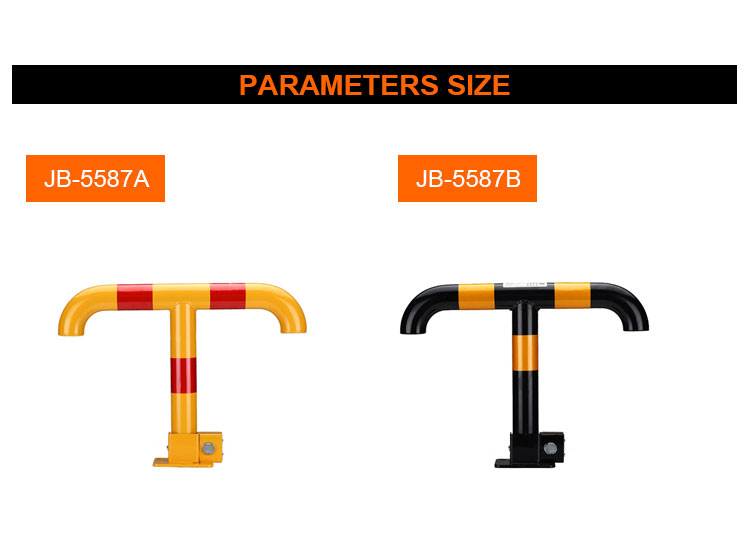 Thick cast iron hinge detail for VIP parking slot security lock in Europe