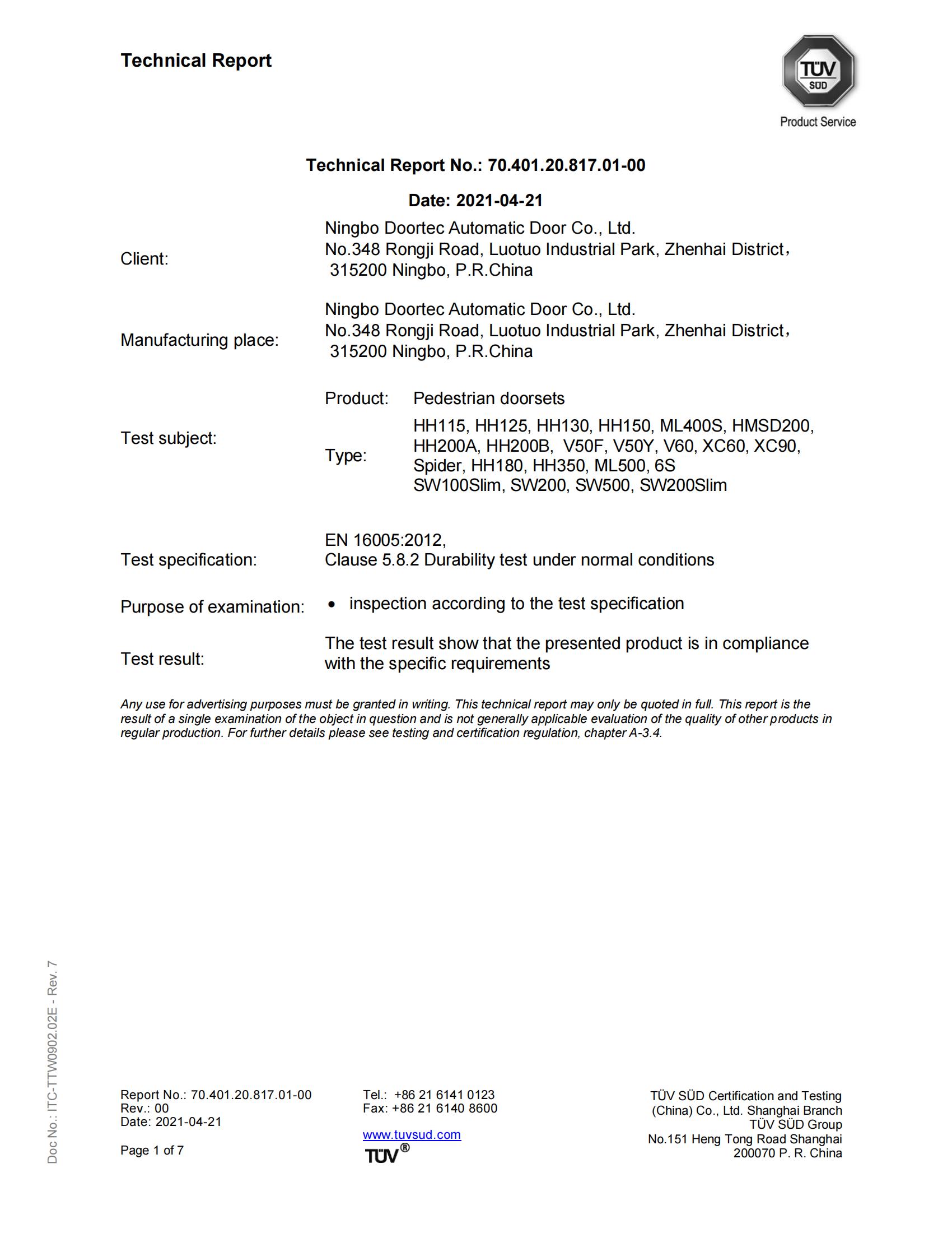 CE European safety compliance certification for automatic gate motors